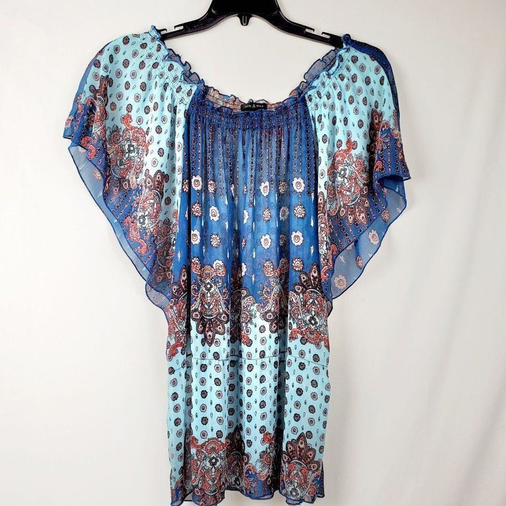 Sam & Max Medium blue floral top Blouse